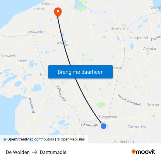 De Wolden to Dantumadiel map