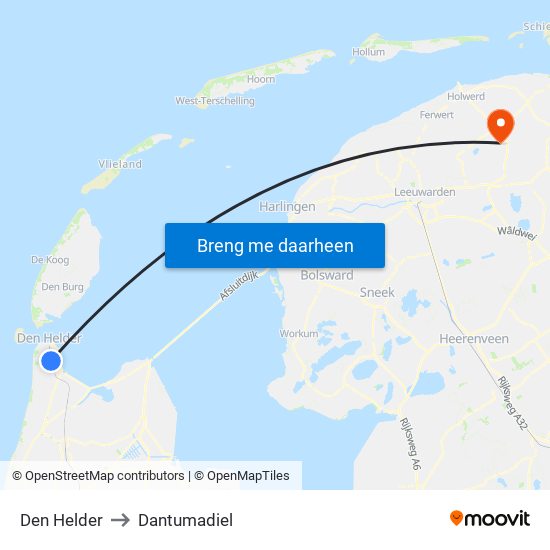 Den Helder to Dantumadiel map