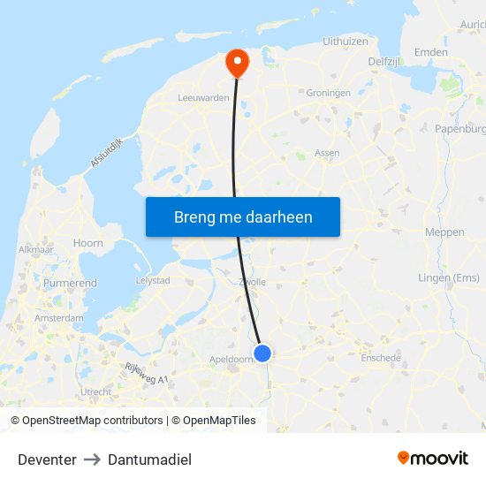 Deventer to Dantumadiel map