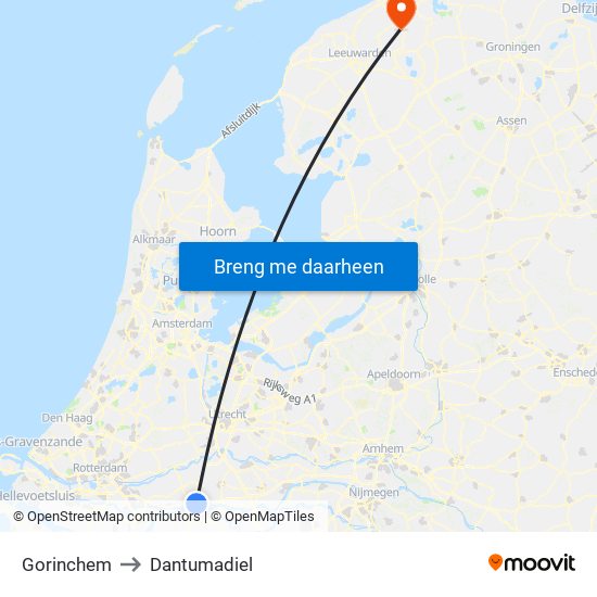 Gorinchem to Dantumadiel map