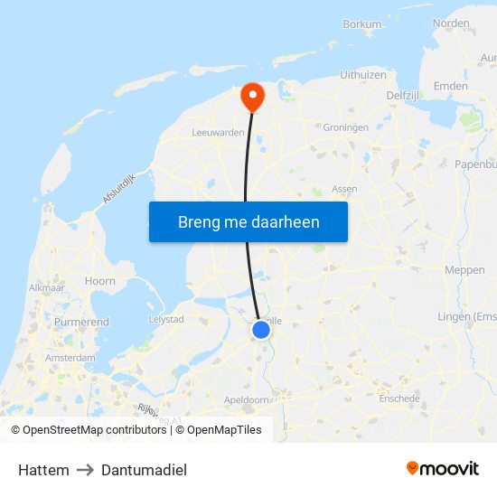 Hattem to Dantumadiel map