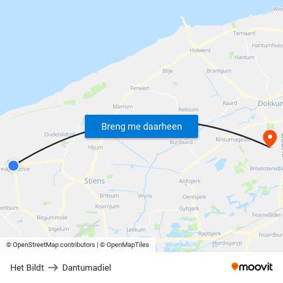 Het Bildt to Dantumadiel map