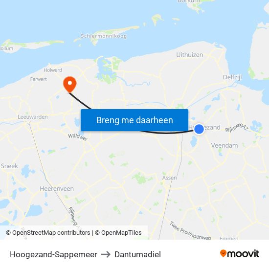 Hoogezand-Sappemeer to Dantumadiel map