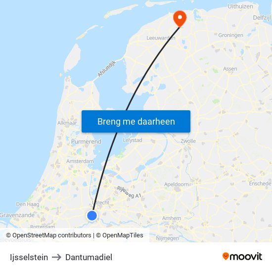 Ijsselstein to Dantumadiel map