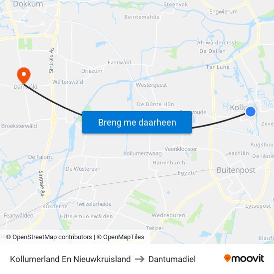 Kollumerland En Nieuwkruisland to Dantumadiel map