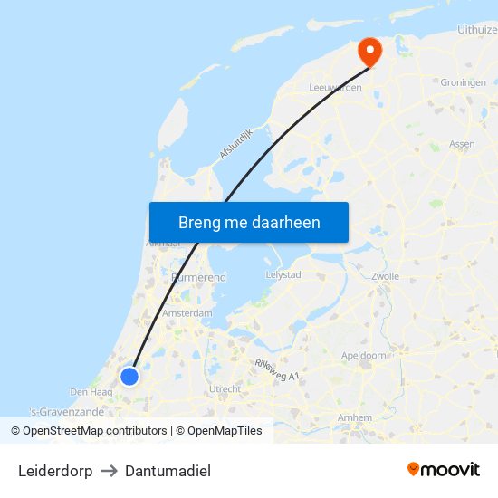 Leiderdorp to Dantumadiel map