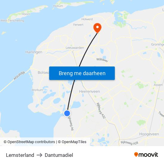 Lemsterland to Dantumadiel map