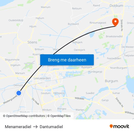 Menameradiel to Dantumadiel map