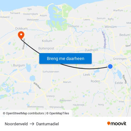 Noordenveld to Dantumadiel map