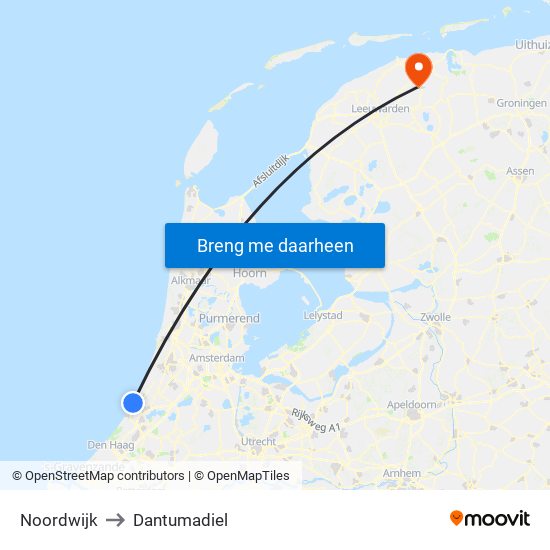 Noordwijk to Dantumadiel map