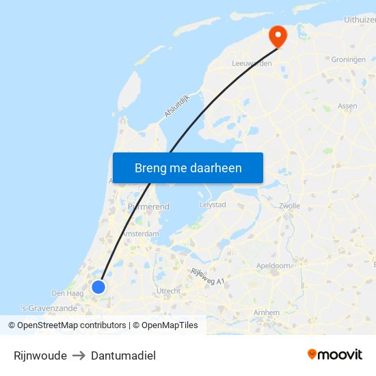 Rijnwoude to Dantumadiel map