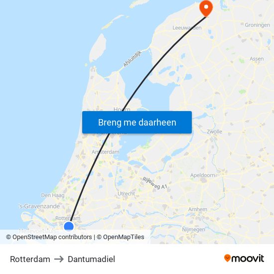 Rotterdam to Dantumadiel map