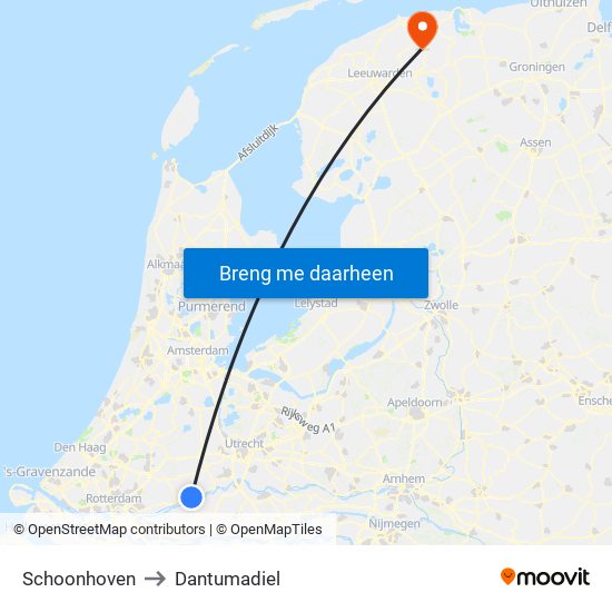 Schoonhoven to Dantumadiel map