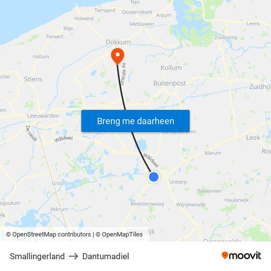 Smallingerland to Dantumadiel map