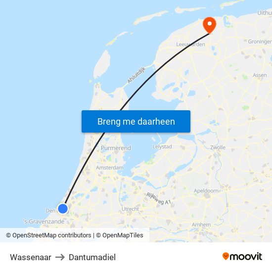 Wassenaar to Dantumadiel map