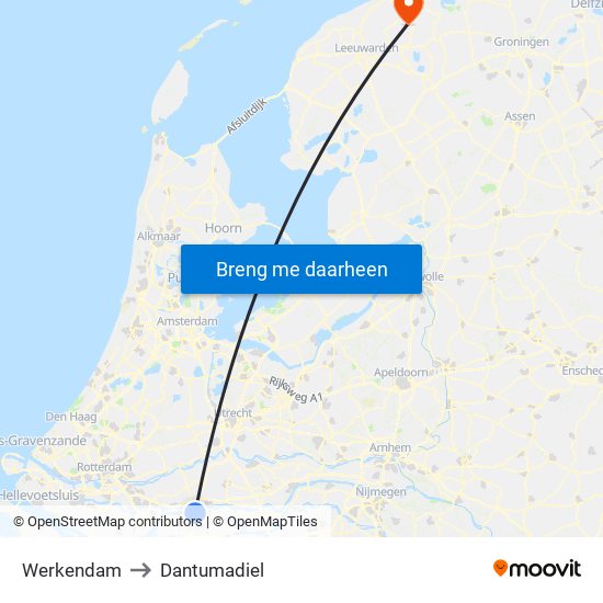 Werkendam to Dantumadiel map