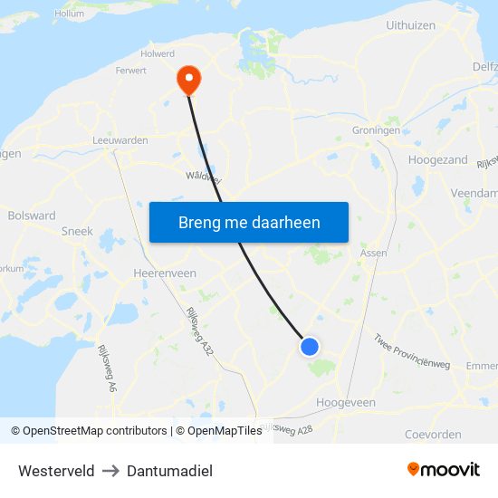 Westerveld to Dantumadiel map