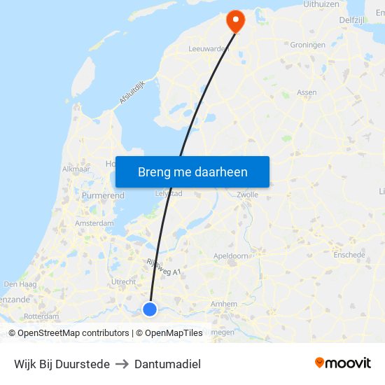 Wijk Bij Duurstede to Dantumadiel map