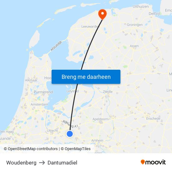 Woudenberg to Dantumadiel map