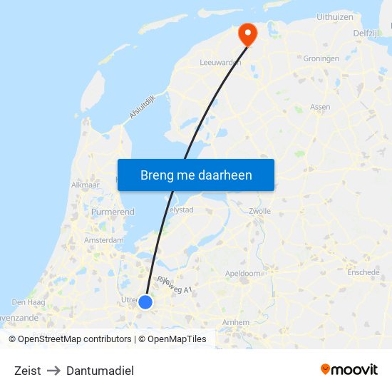 Zeist to Dantumadiel map