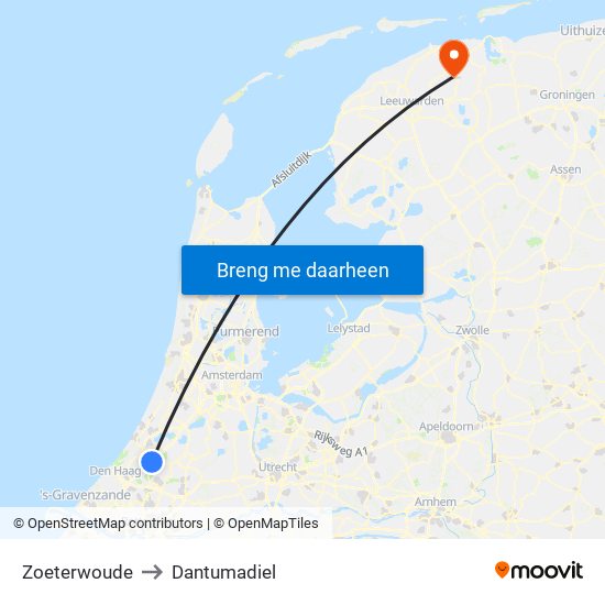 Zoeterwoude to Dantumadiel map
