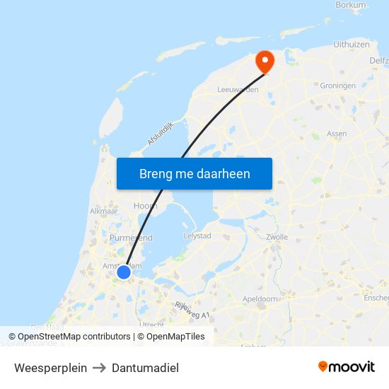 Weesperplein to Dantumadiel map