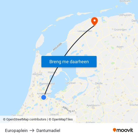 Europaplein to Dantumadiel map