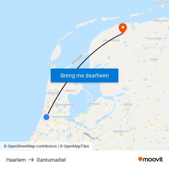 Haarlem to Dantumadiel map