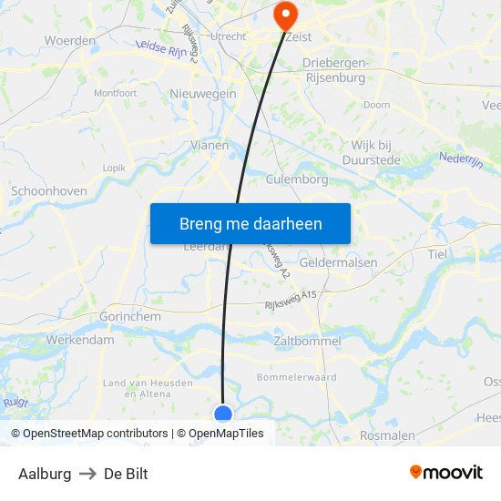 Aalburg to De Bilt map