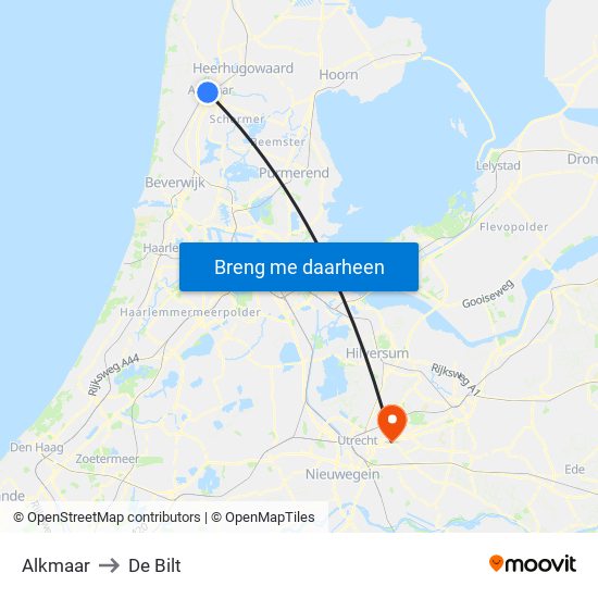 Alkmaar to De Bilt map