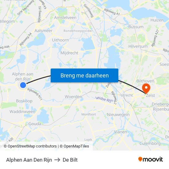 Alphen Aan Den Rijn to De Bilt map