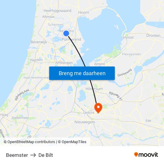 Beemster to De Bilt map
