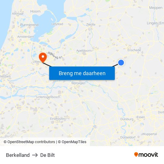 Berkelland to De Bilt map