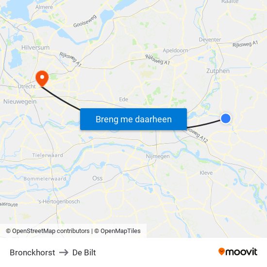 Bronckhorst to De Bilt map