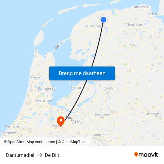 Dantumadiel to De Bilt map