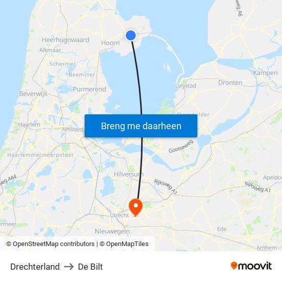 Drechterland to De Bilt map