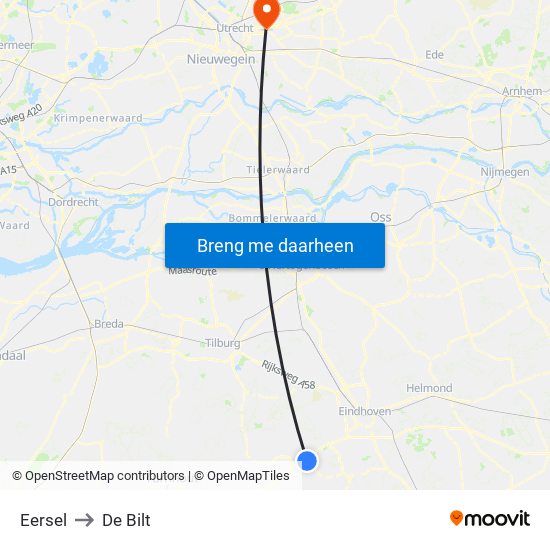 Eersel to De Bilt map