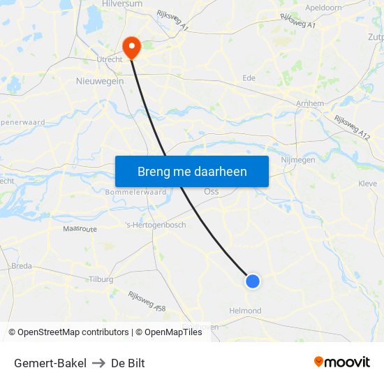 Gemert-Bakel to De Bilt map