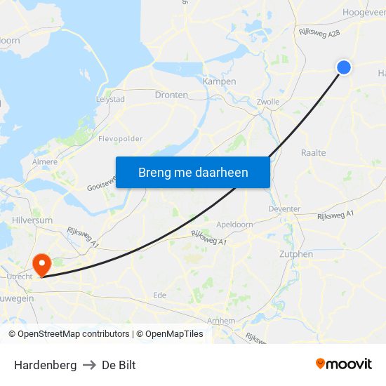 Hardenberg to De Bilt map
