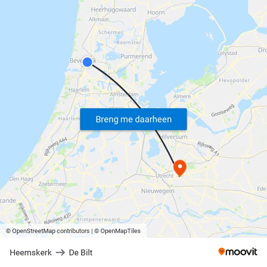 Heemskerk to De Bilt map