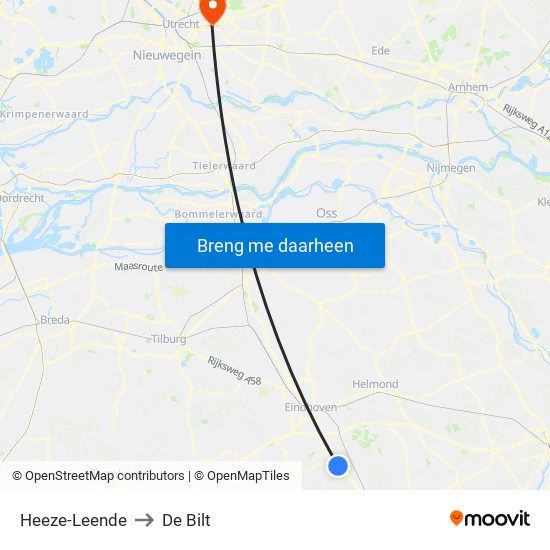 Heeze-Leende to De Bilt map