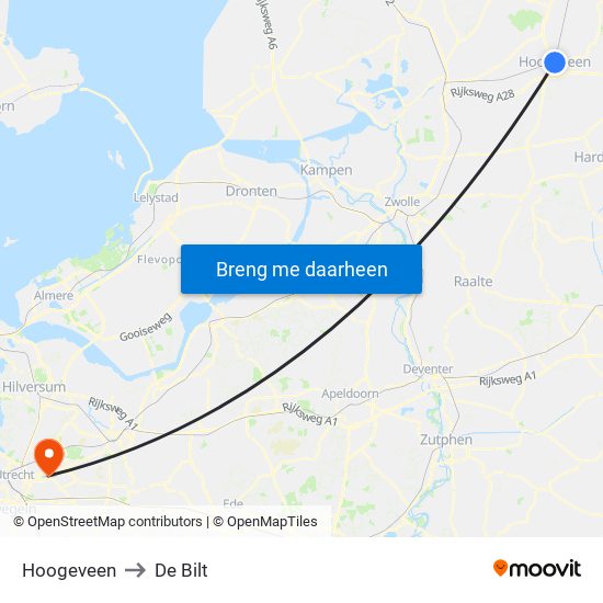 Hoogeveen to De Bilt map