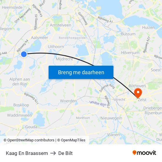Kaag En Braassem to De Bilt map