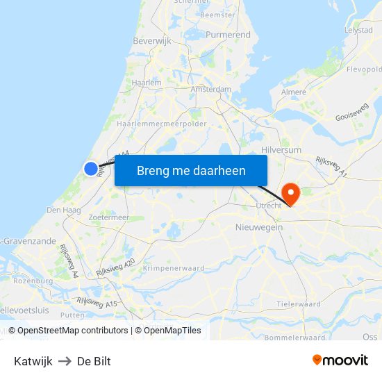 Katwijk to De Bilt map