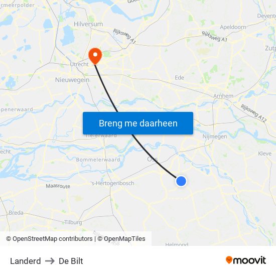 Landerd to De Bilt map