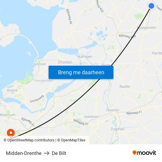 Midden-Drenthe to De Bilt map