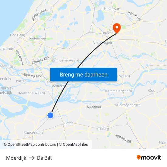 Moerdijk to De Bilt map