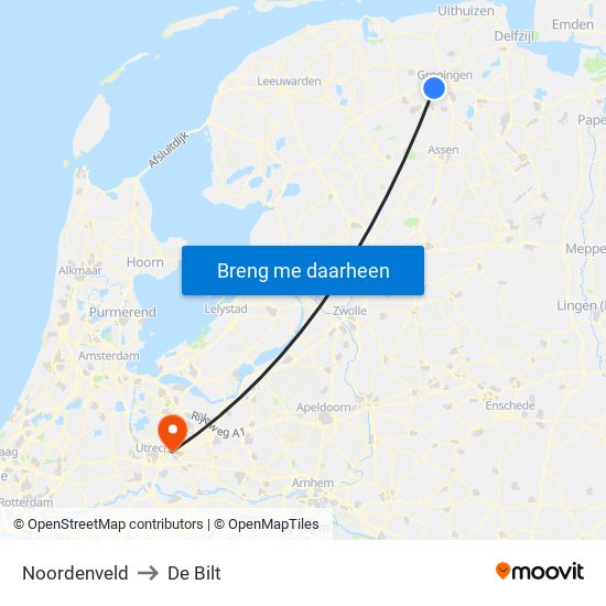 Noordenveld to De Bilt map