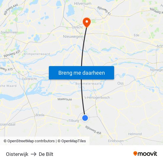 Oisterwijk to De Bilt map