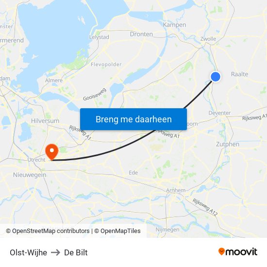 Olst-Wijhe to De Bilt map